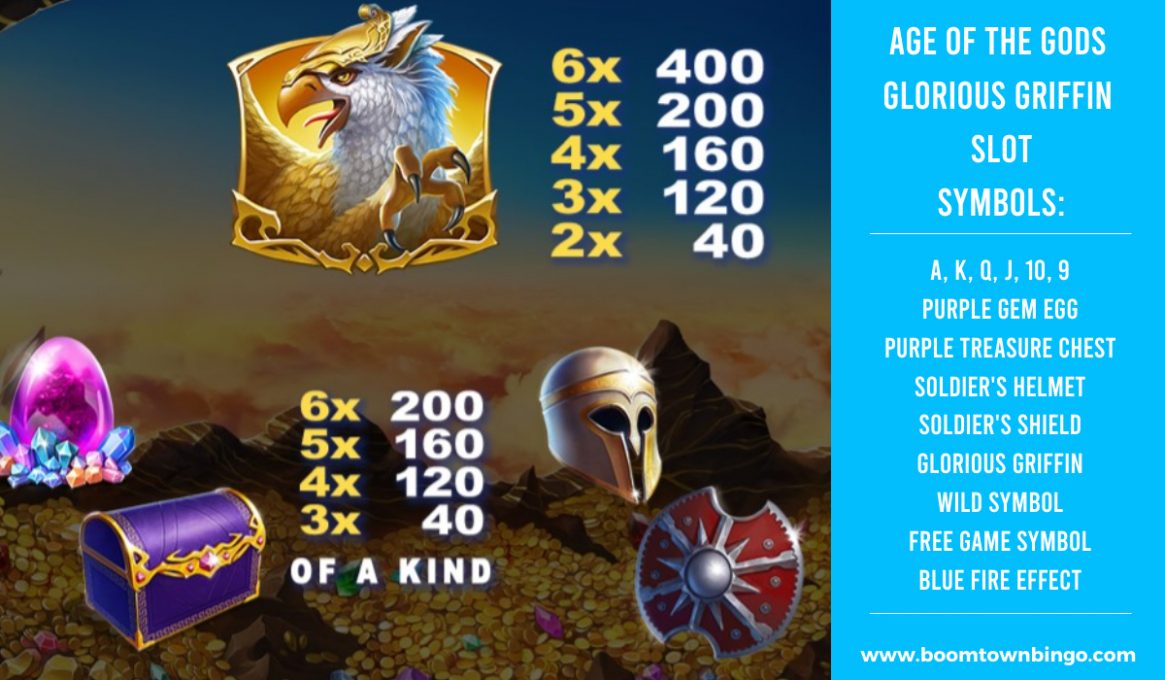 Age of the Gods Glorious Griffin Slot machine Symbols