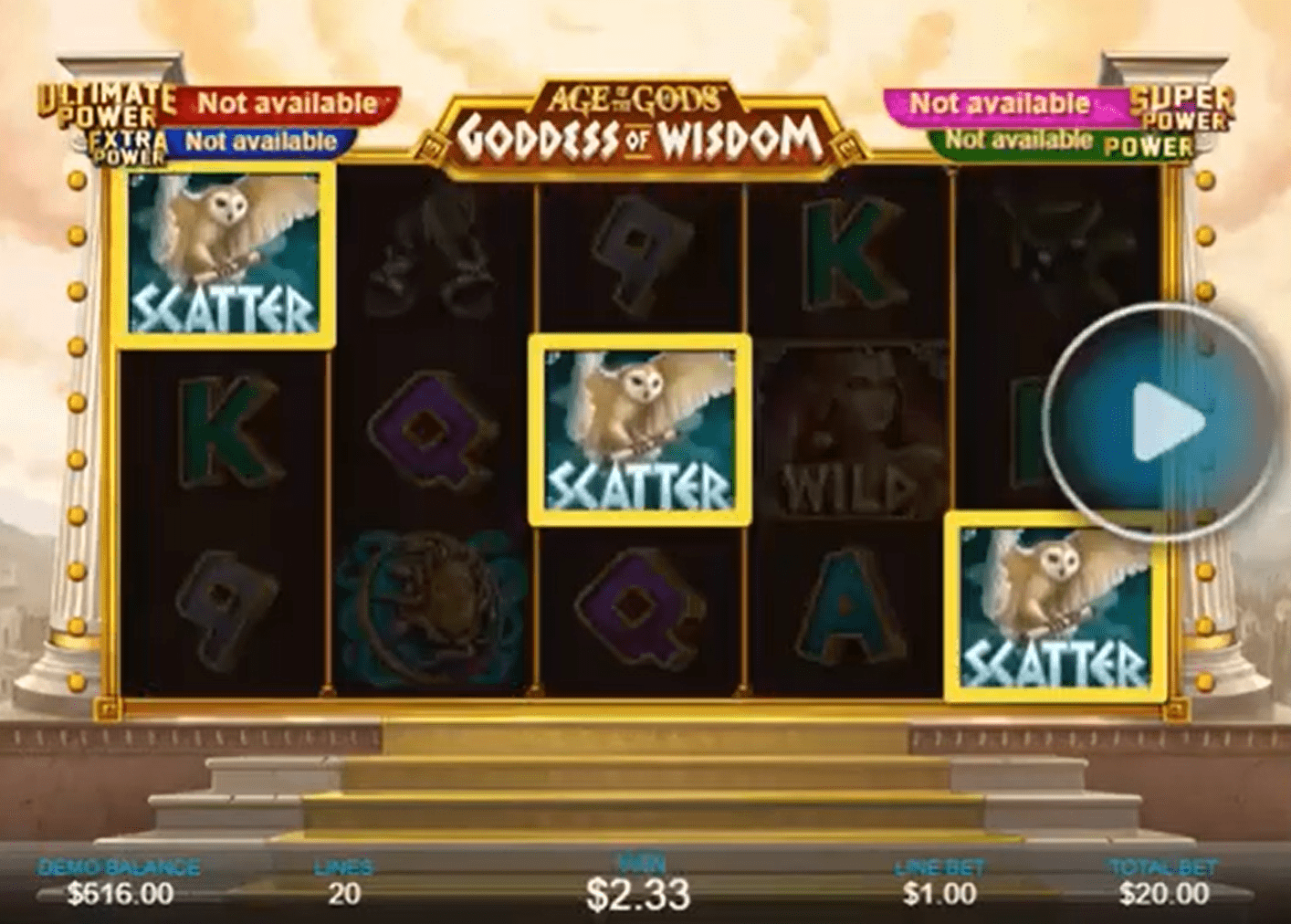 Age of the Gods Goddess of Wisdom Slot Machine Paylines